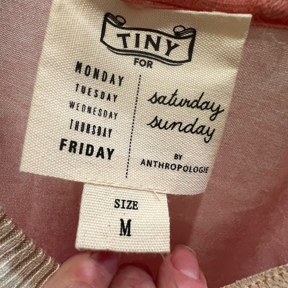 NWT new medium Anthropologie Tiny Saturday casual tunic dress pink tee print - Picture 6 of 14